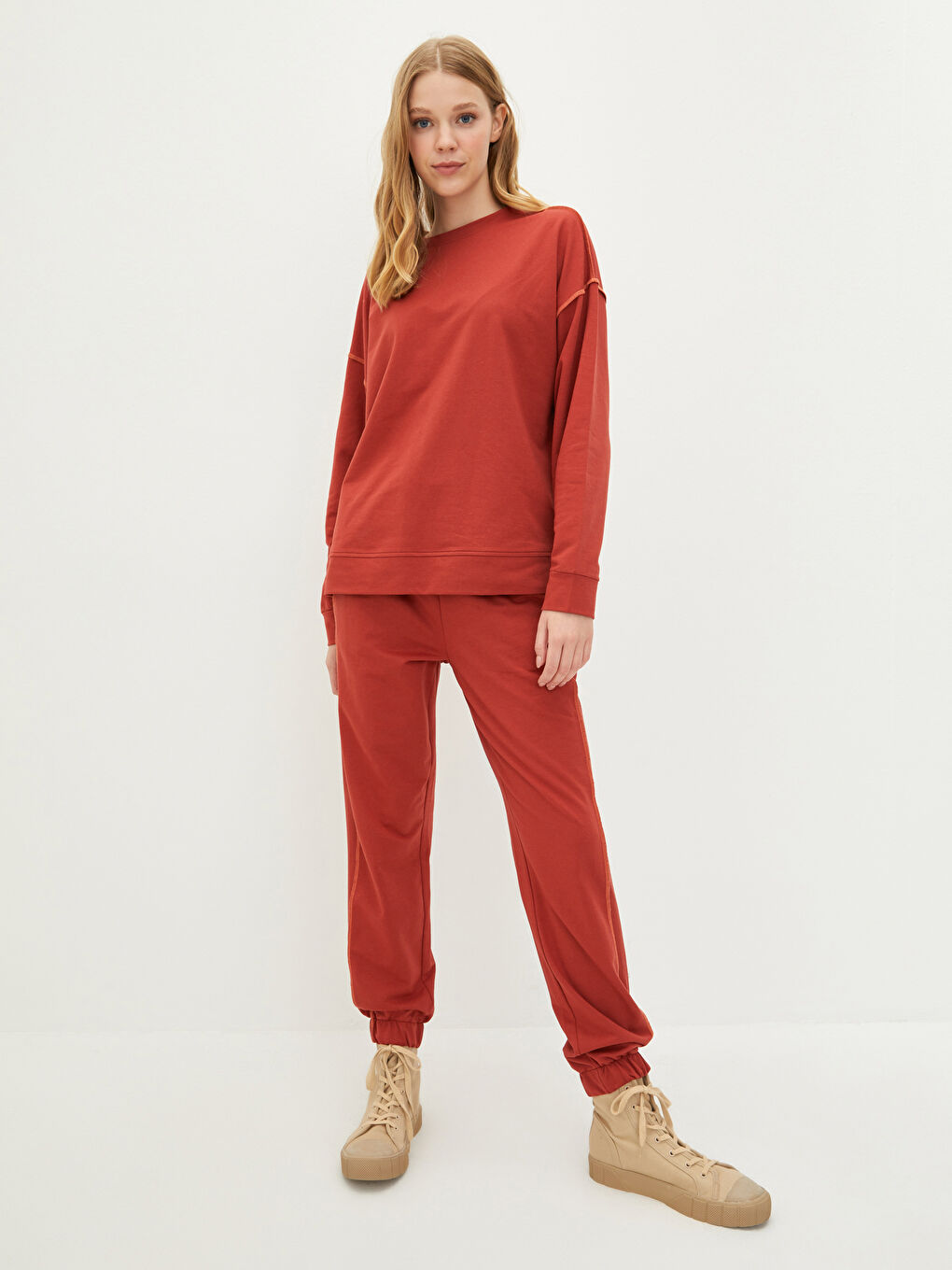 LCW Vision Rundhalsausschnitt Schlicht Langarm Damen-Sweatshirt -W1KH83Z8-H1E