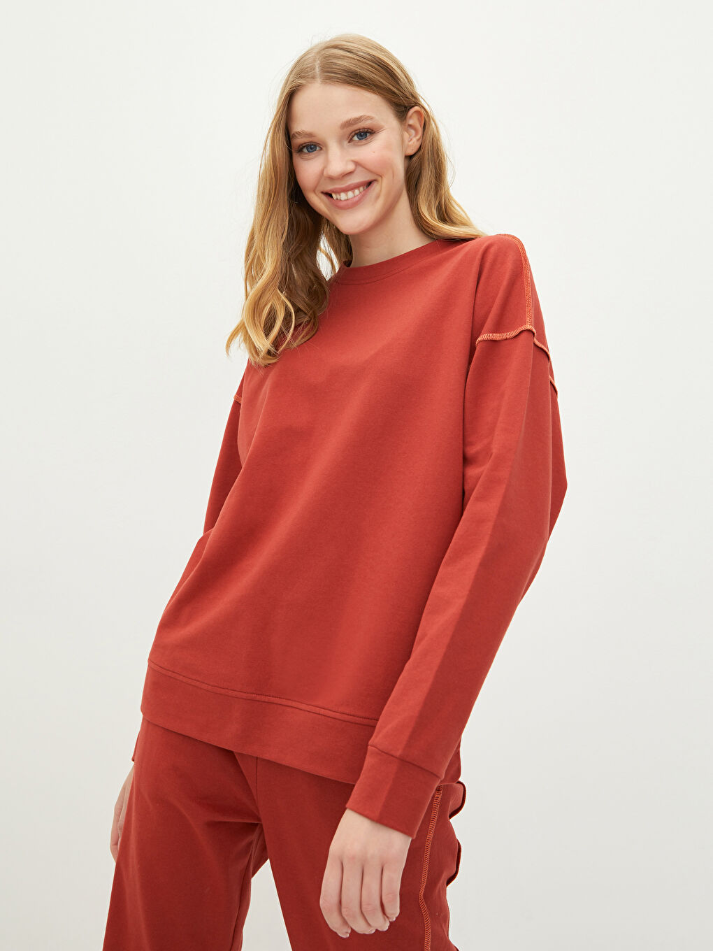 LCW Vision Rundhalsausschnitt Schlicht Langarm Damen-Sweatshirt -W1KH83Z8-H1E