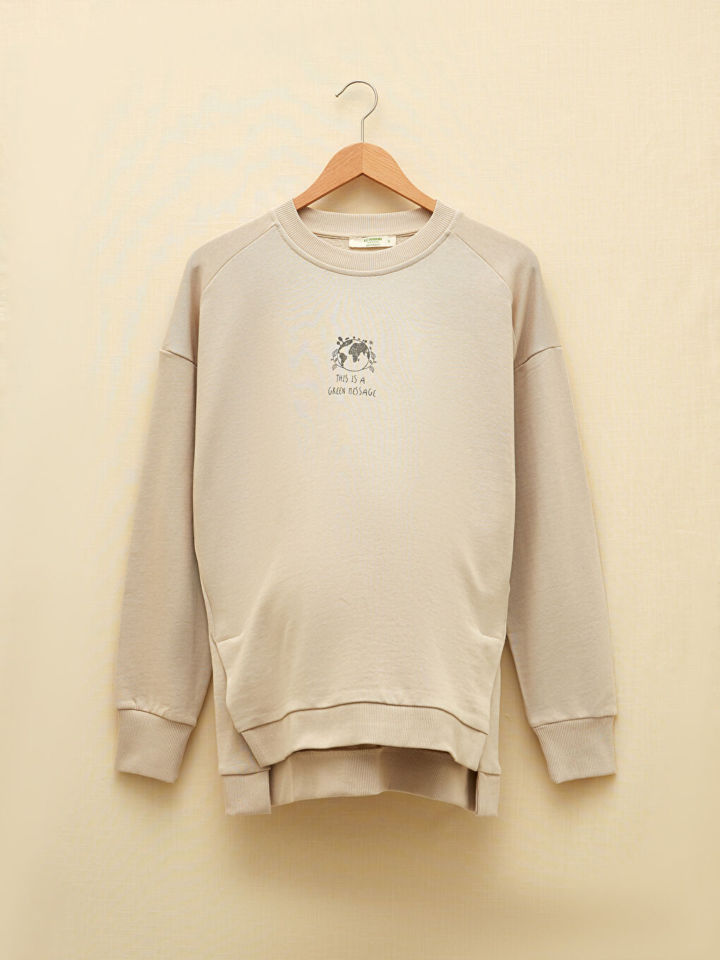 Hanorac pentru gravide cu mânecă lungă imprimat și guler rotund-5