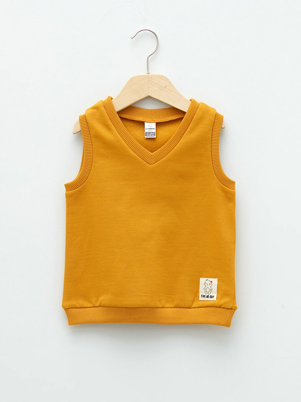 V Neck Basic Baby Girl Sleeveless Sweatshirt