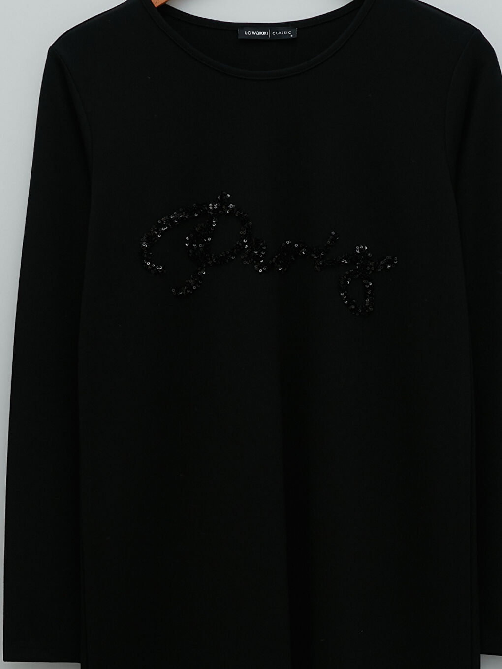 Crew Neck Sequin Embellished Long Sleeve Women's Tunic -W1KI56Z8-CVL