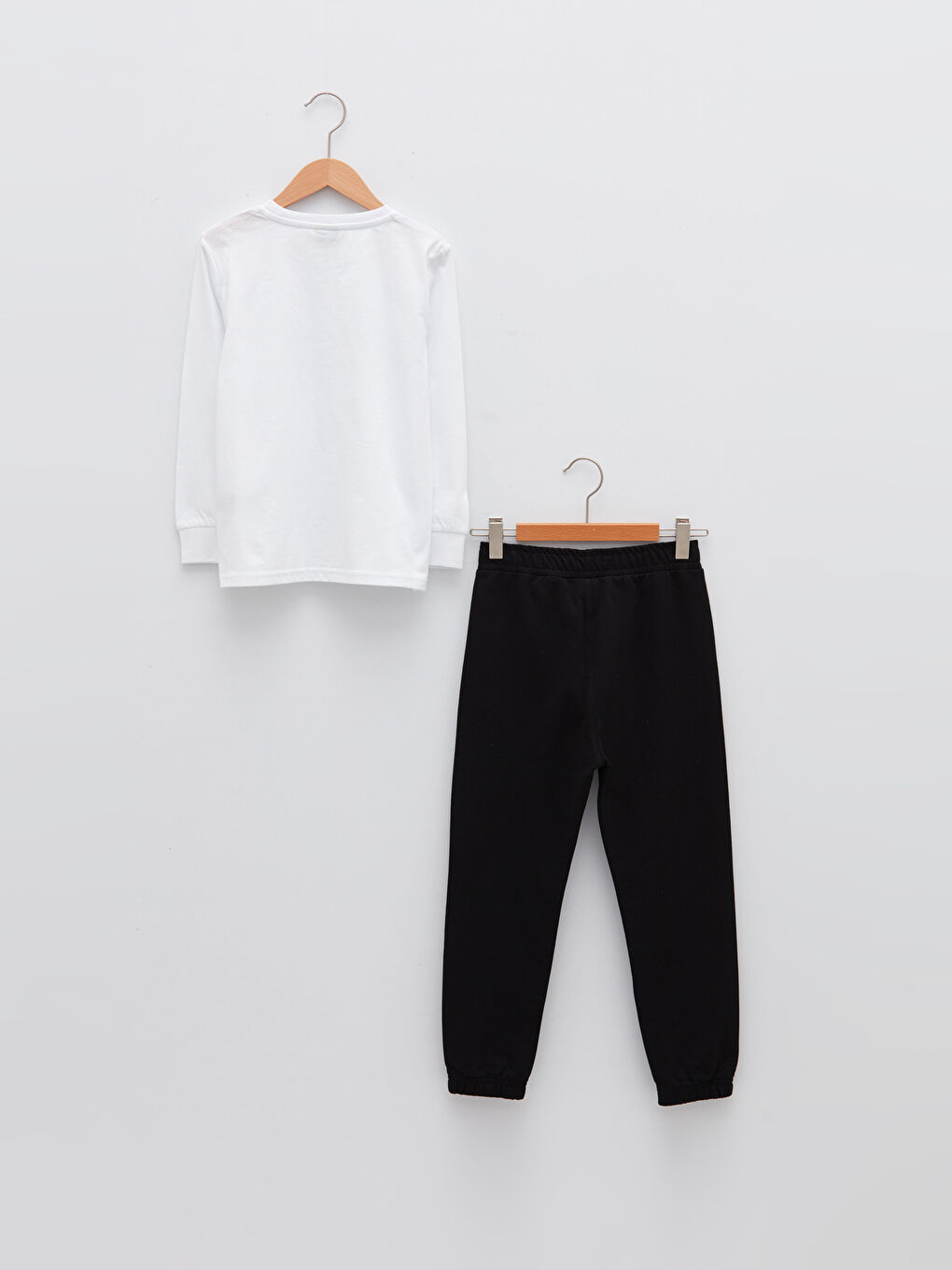 Beyaz Bisiklet Yaka Baskılı Uzun Kollu Erkek Çocuk Sweatshirt ve Eşofman Altı-1