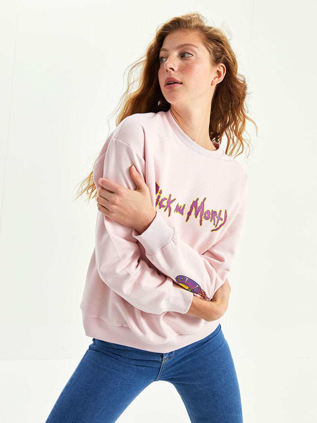 XSIDE Crew Neck Rick and Morty Printed Women's Thick Sweatshirt -W1KI75Z8-JH3