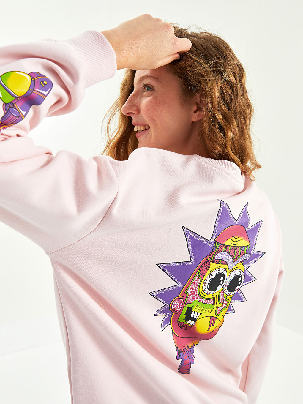 XSIDE Crew Neck Rick and Morty Printed Women's Thick Sweatshirt -W1KI75Z8-JH3