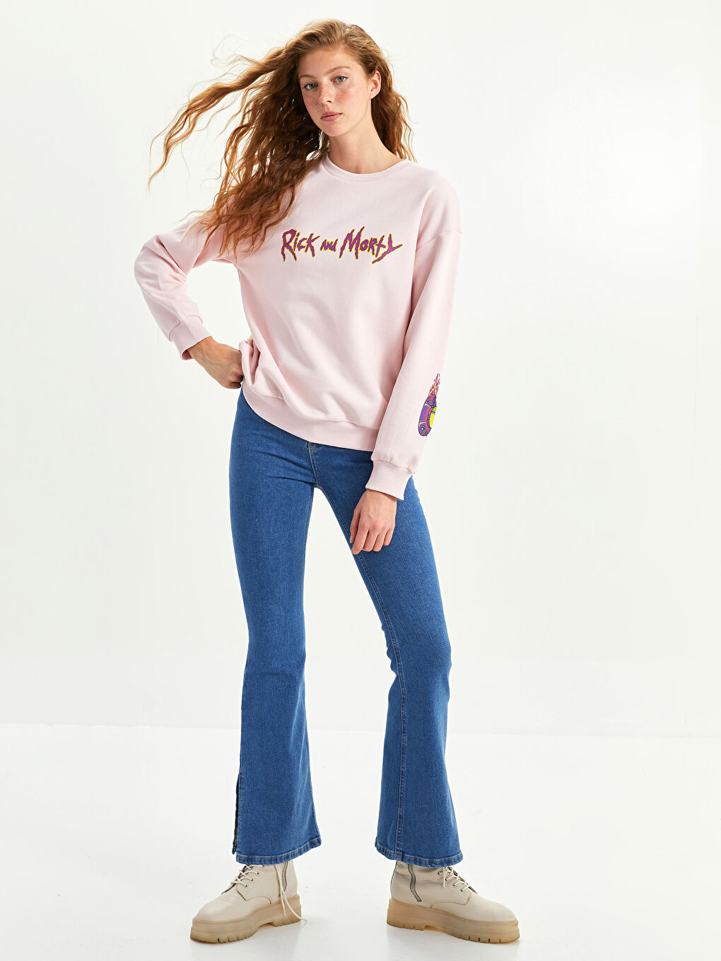 XSIDE Crew Neck Rick and Morty Printed Women's Thick Sweatshirt -W1KI75Z8-JH3