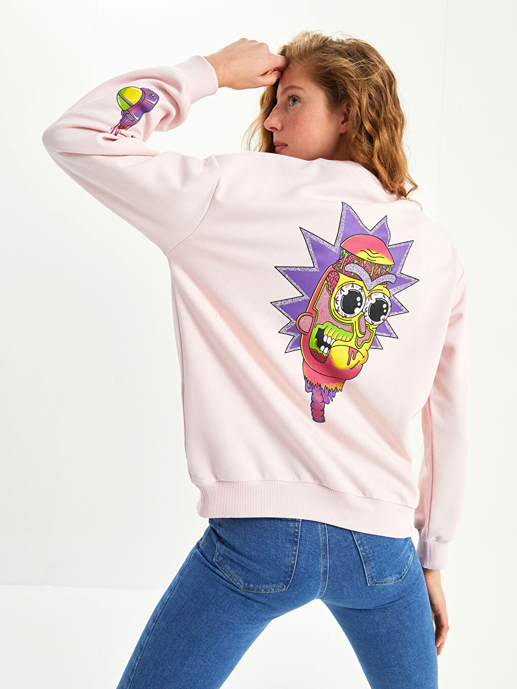 XSIDE Crew Neck Rick and Morty Printed Women's Thick Sweatshirt -W1KI75Z8-JH3