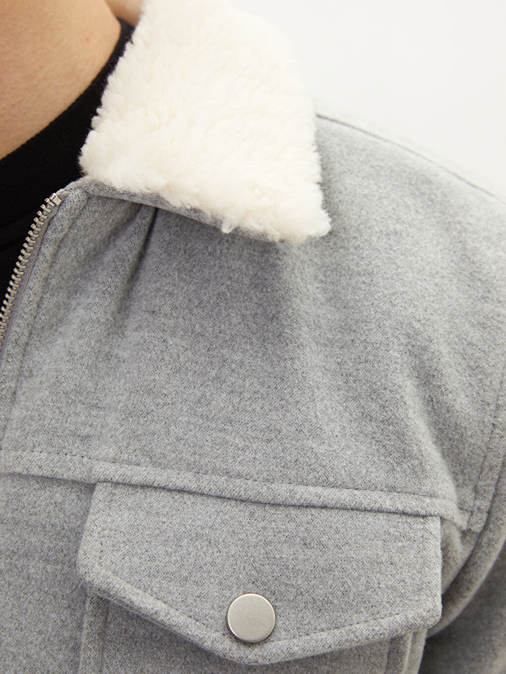 Gri Slim Fit Kürk Yaka Erkek Mont-2