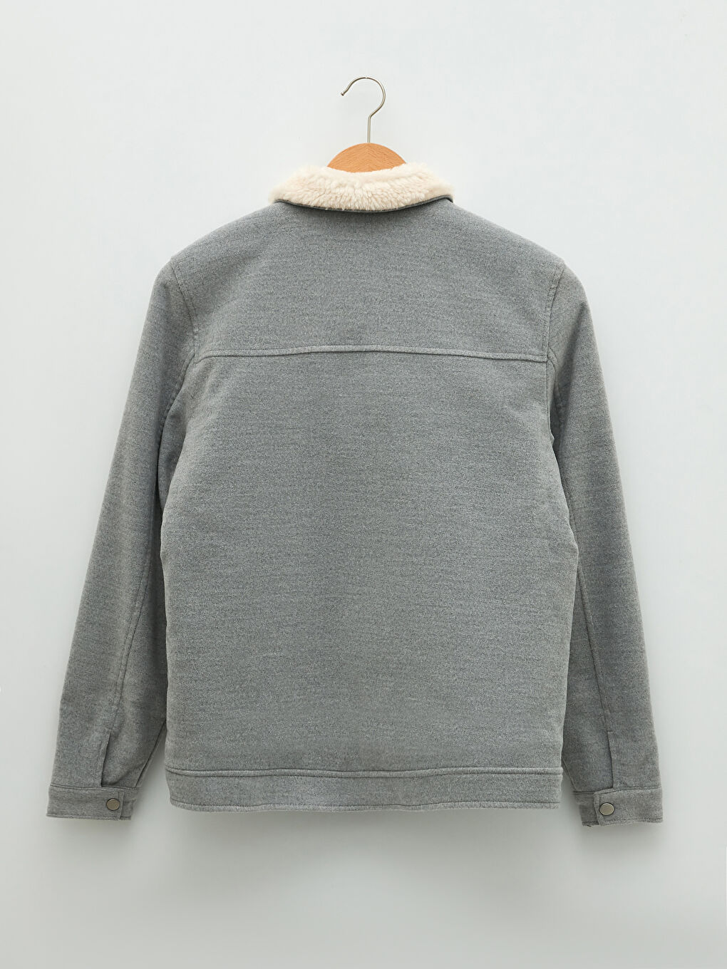 Gri Slim Fit Kürk Yaka Erkek Mont-6