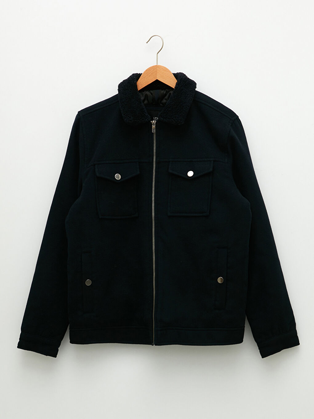 Lacivert Slim Fit Kürk Yaka Erkek Mont-5