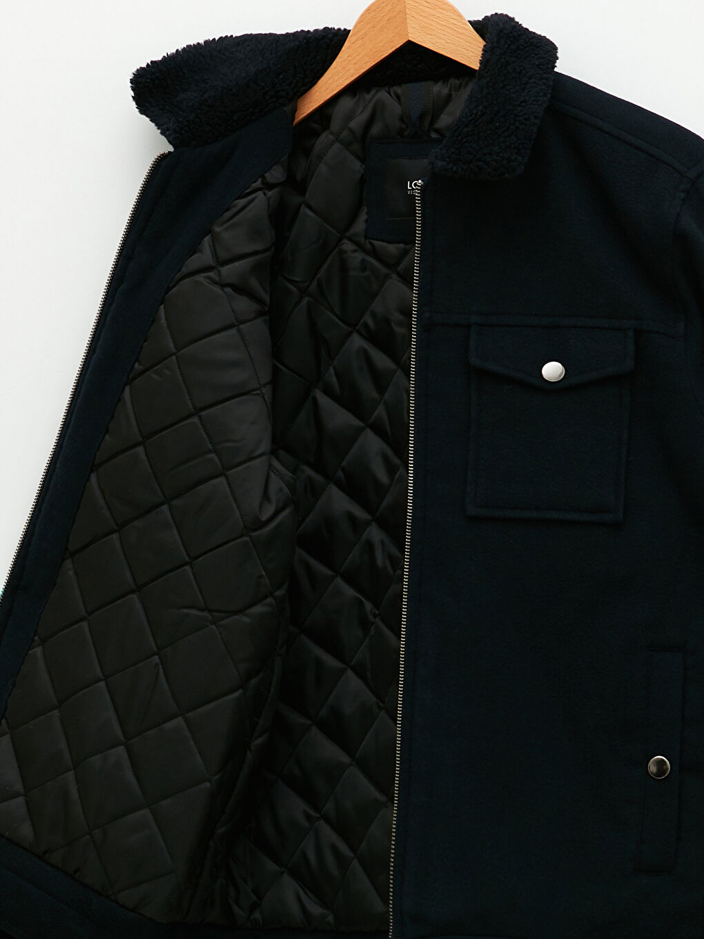 Lacivert Slim Fit Kürk Yaka Erkek Mont-7