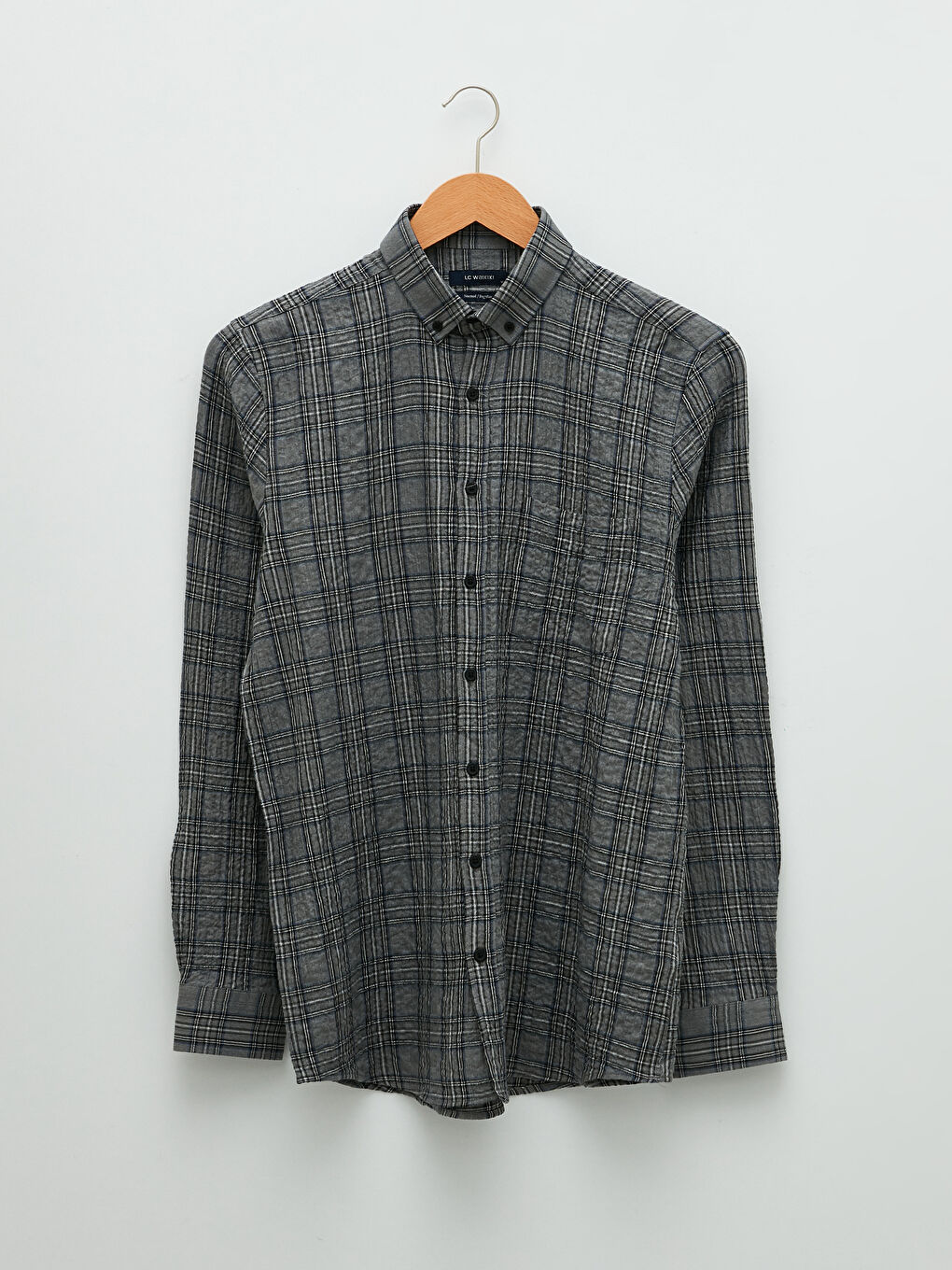 Chemise en flanelle à carreaux à manches longues coupe régulière pour hommes-5