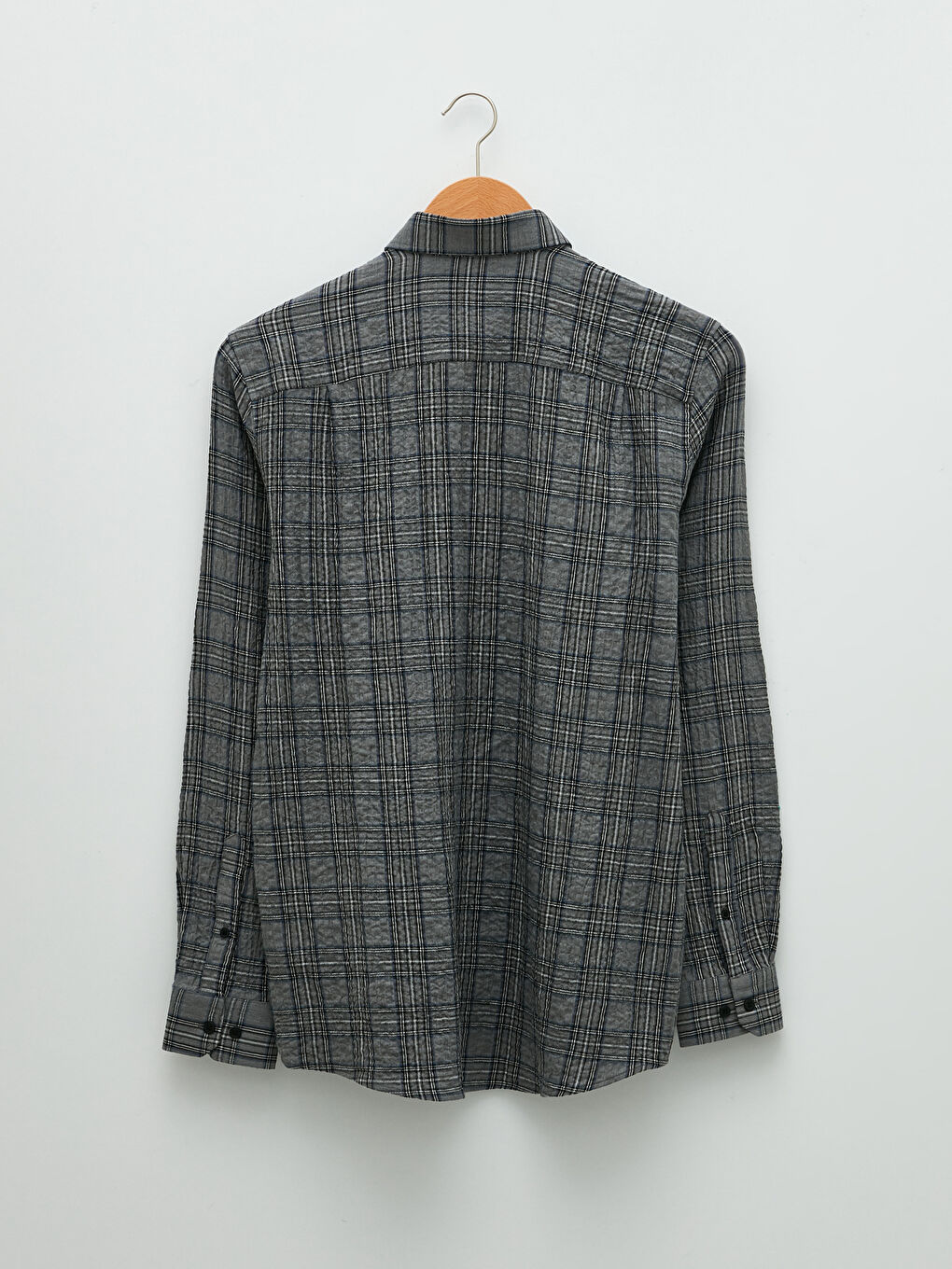 Chemise en flanelle à carreaux à manches longues coupe régulière pour hommes-6