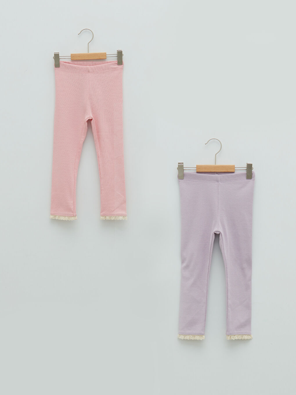 Pembe Beli Lastikli Basic Kız Bebek Tayt 2'li-1