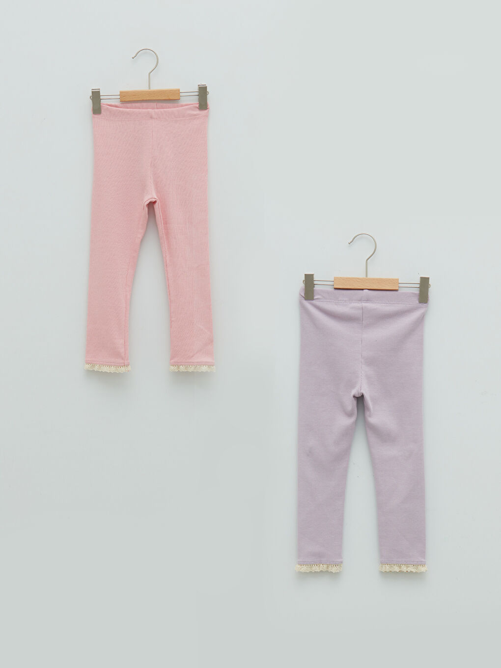 Pembe Beli Lastikli Basic Kız Bebek Tayt 2'li-3