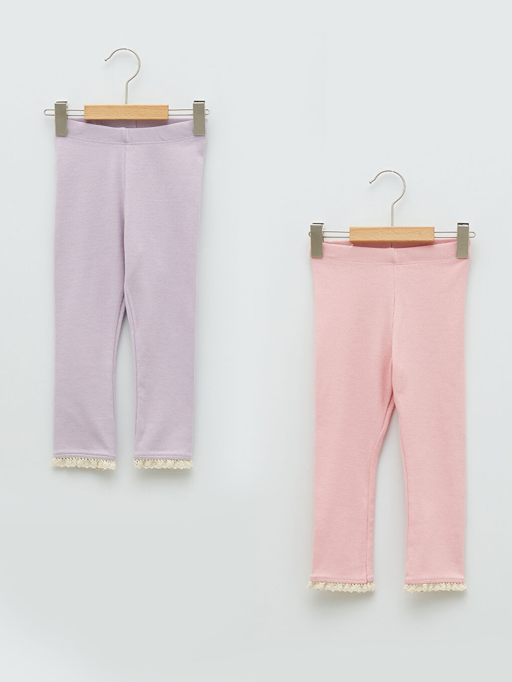 Pembe Beli Lastikli Basic Kız Bebek Tayt 2'li