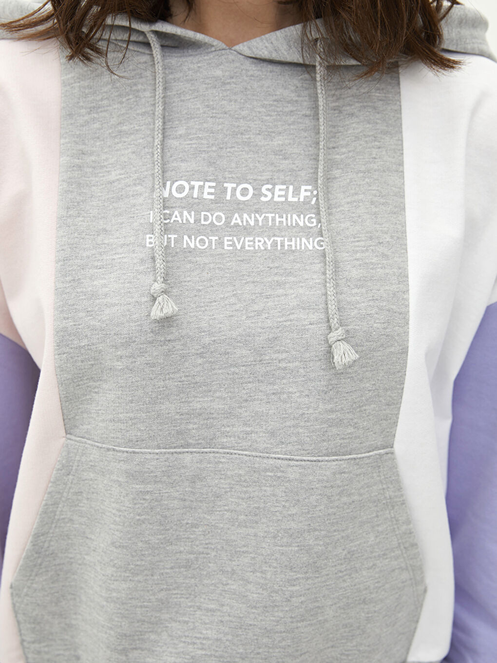 Hooded Long Sleeve Women's Sweatshirt with Color Block-3