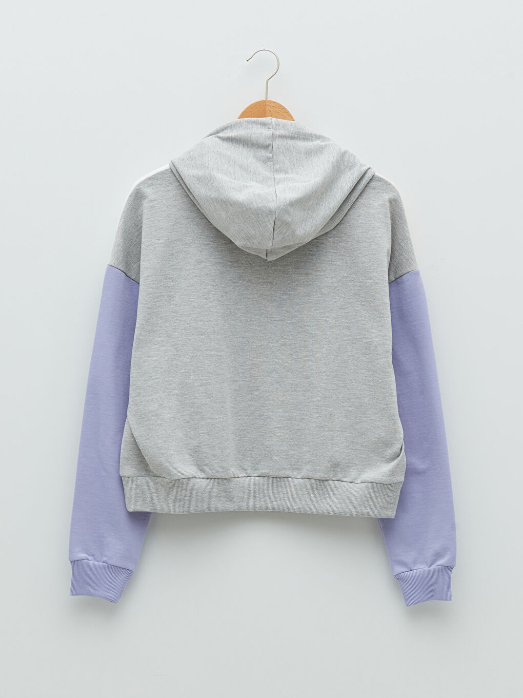 Hooded Long Sleeve Women's Sweatshirt with Color Block-6