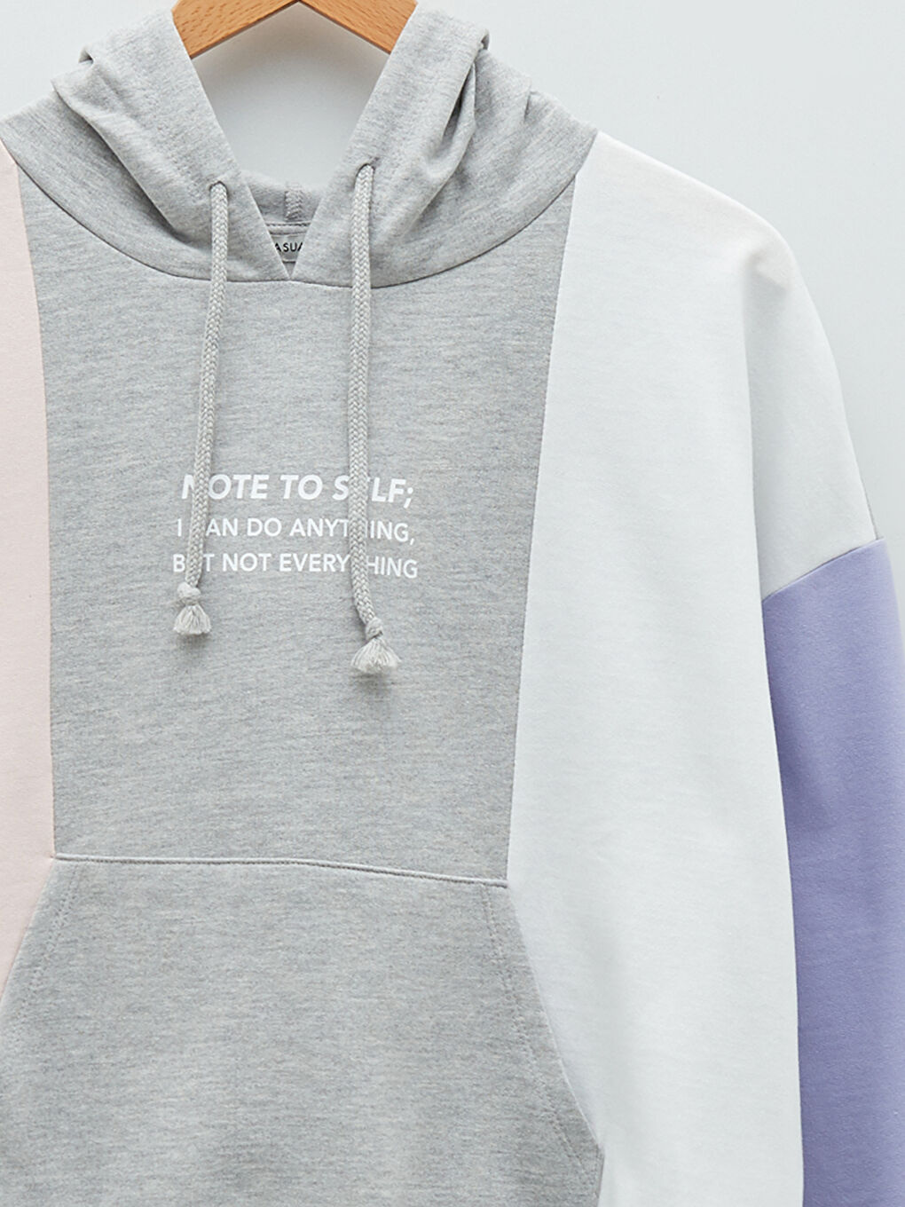 Hooded Long Sleeve Women's Sweatshirt with Color Block-7