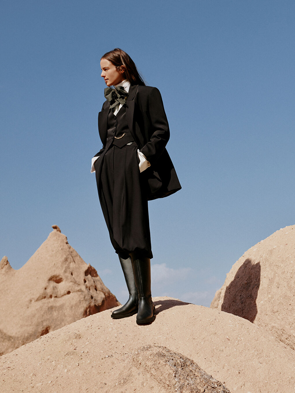 Plain Long Sleeve Oversize Women's Blazer Jacket-4