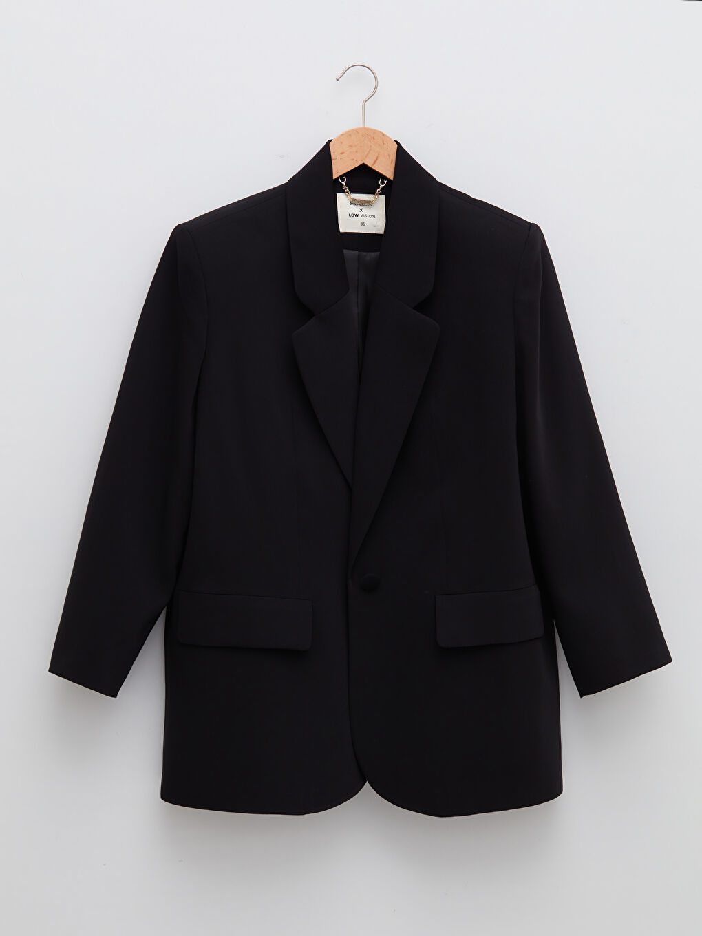 Plain Long Sleeve Oversize Women's Blazer Jacket-12
