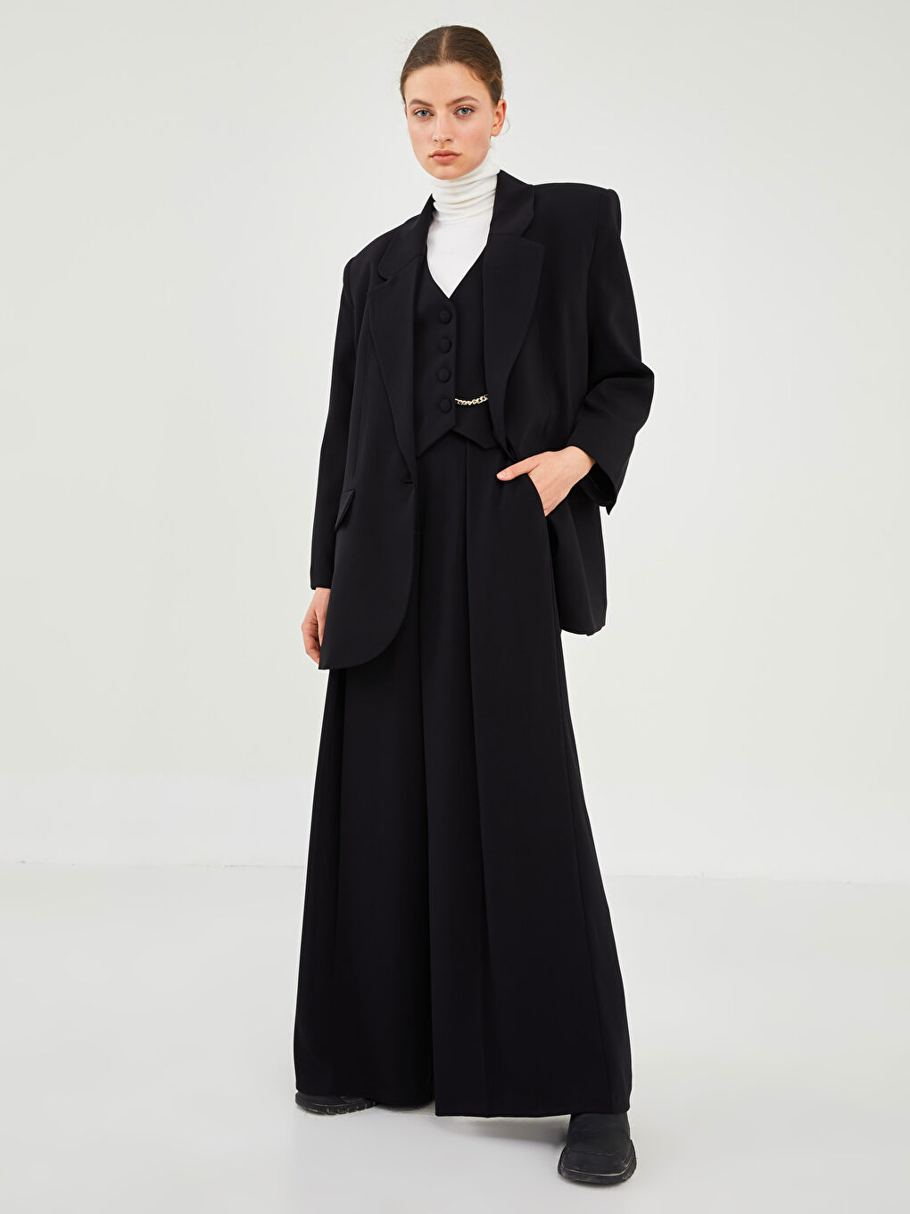 Plain Long Sleeve Oversize Women's Blazer Jacket-8