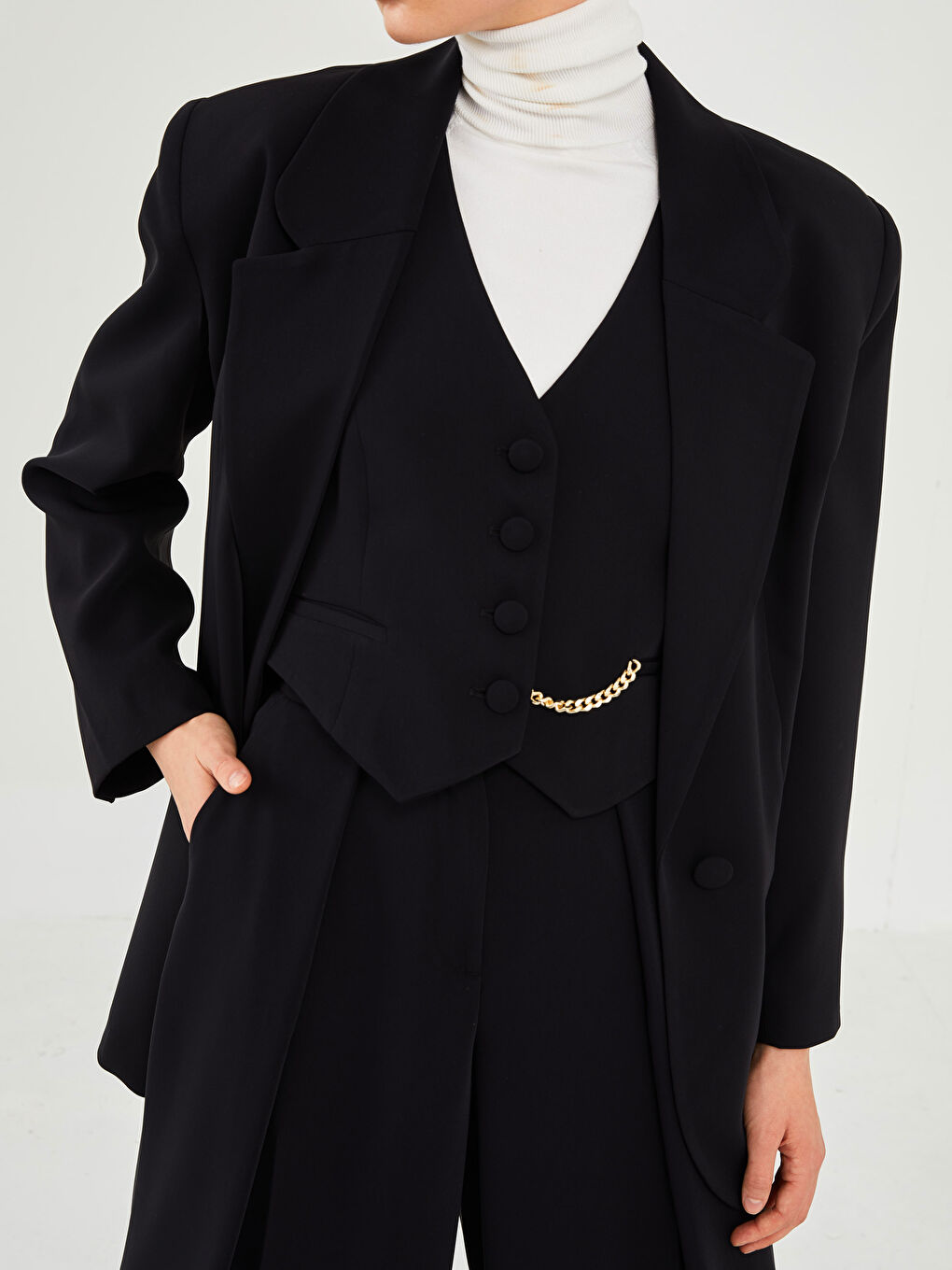 Plain Long Sleeve Oversize Women's Blazer Jacket-10