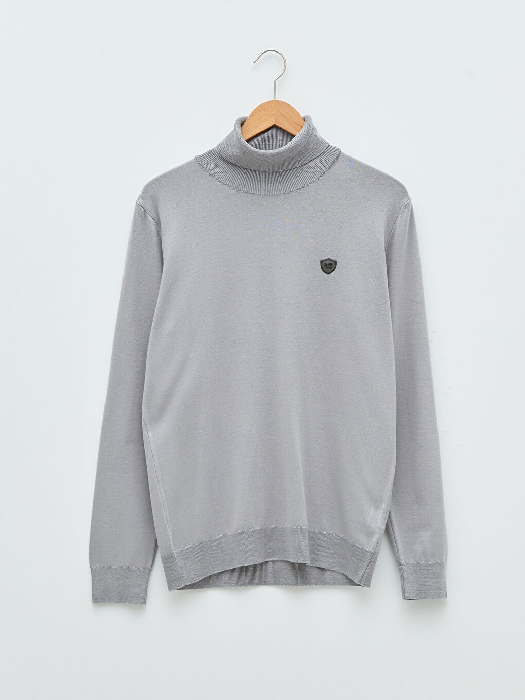 Gri Balıkçı Yaka Uzun Kollu İnce Erkek Triko Kazak-5