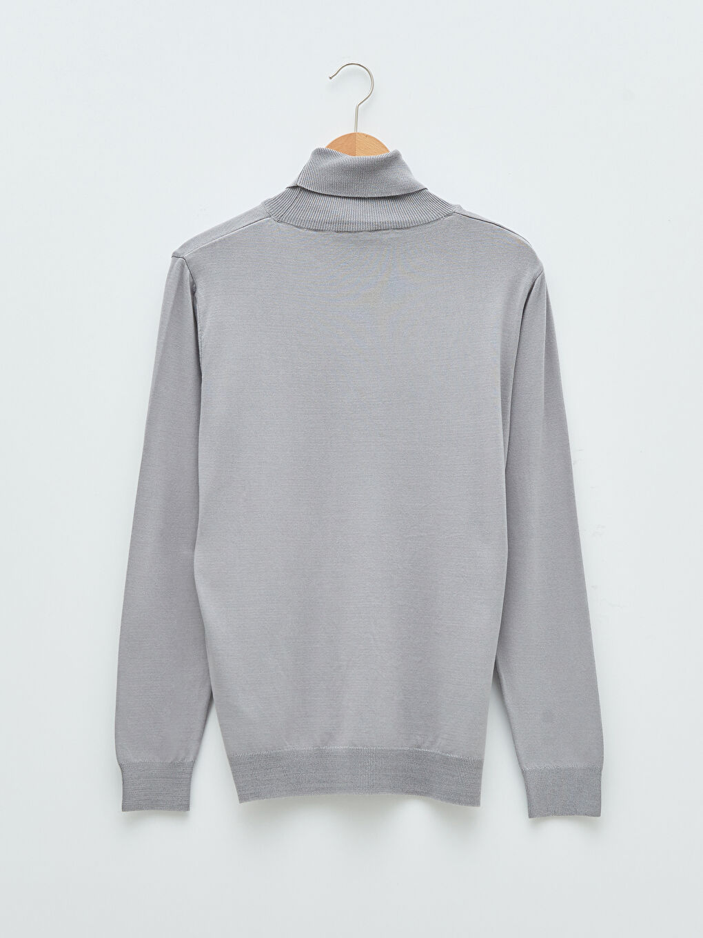 Gri Balıkçı Yaka Uzun Kollu İnce Erkek Triko Kazak-6