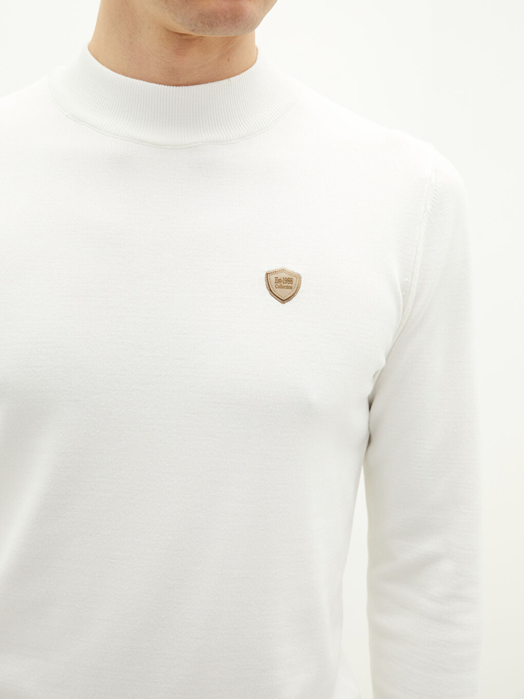 Ekru Yarım Balıkçı Yaka Uzun Kollu Erkek Triko Kazak-3