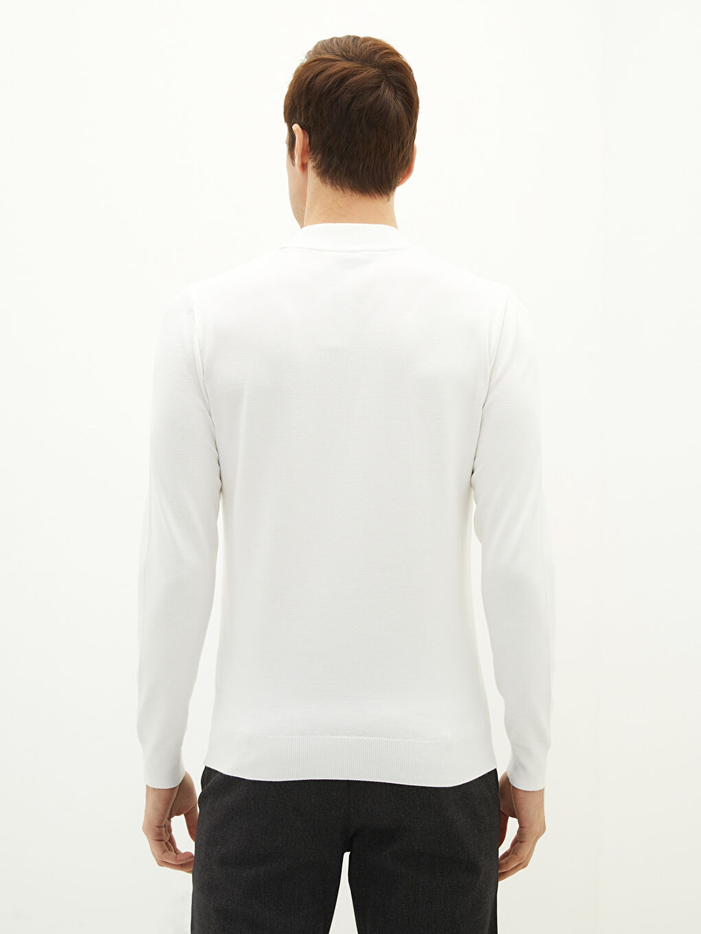 Ekru Yarım Balıkçı Yaka Uzun Kollu Erkek Triko Kazak-4