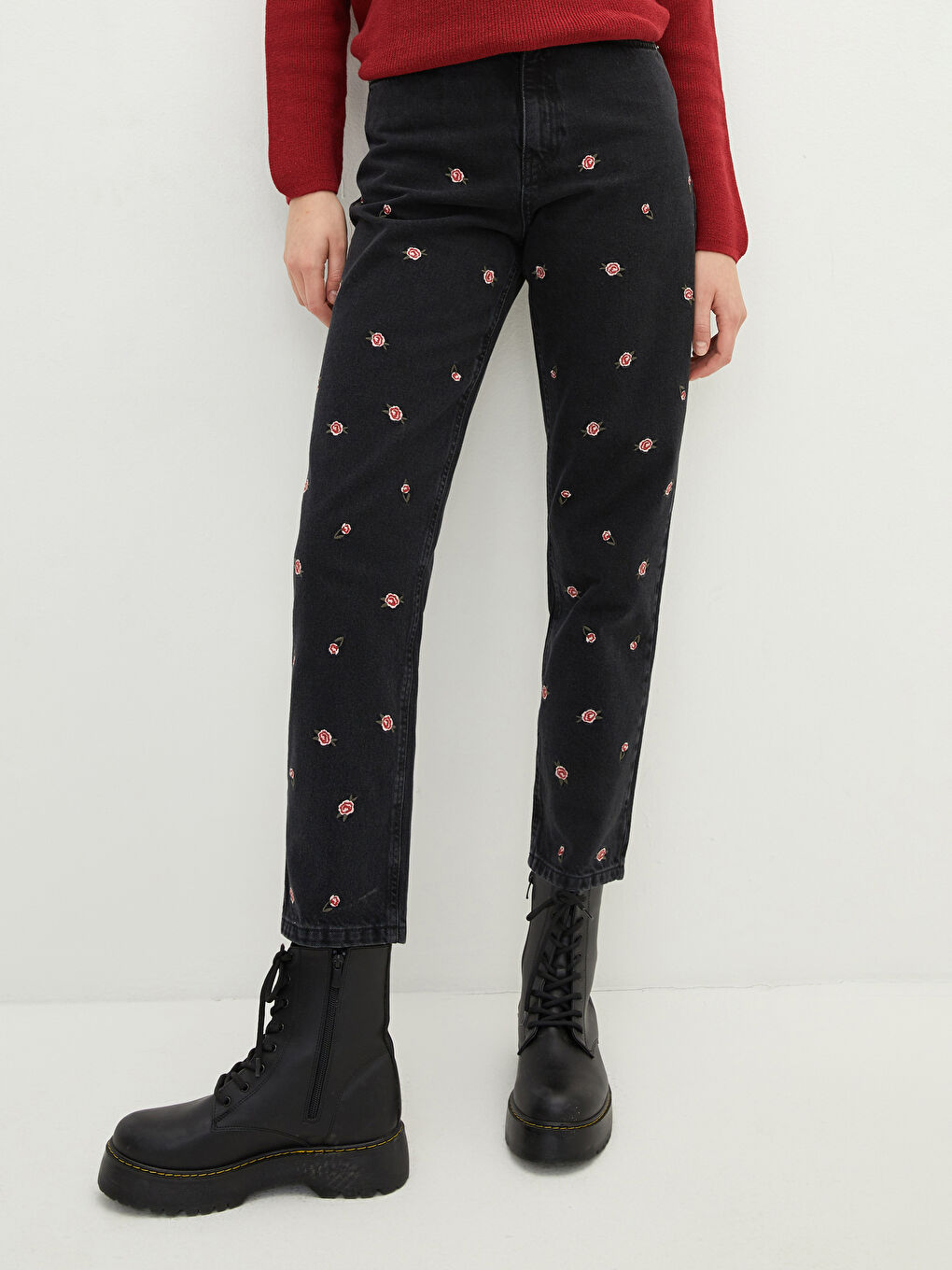 High Waist Straight Fit Embroidered Women's Rodeo Jeans-2