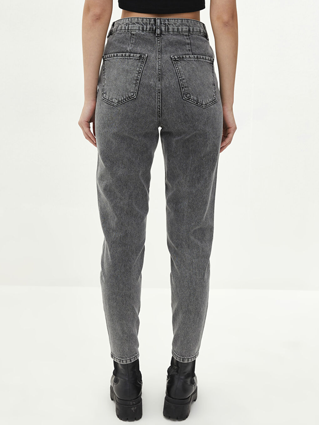 High Waist Mom Fit Chain Detailed Rodeo Women's Jean Trousers-4