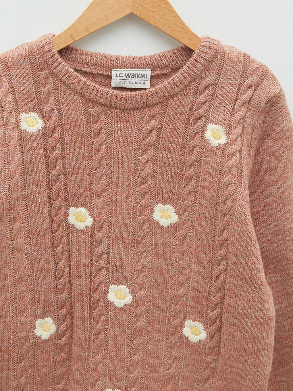 қыздарға арналған кестеленген ұзын жең трикотаж жемпір-2