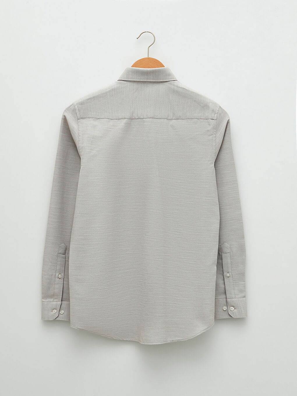 Bej Slim Fit Uzun Kollu Erkek Gömlek-6