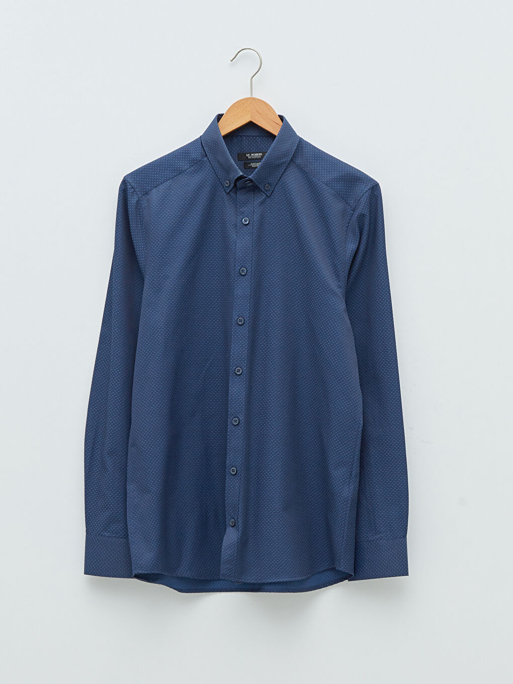 Lacivert Slim Fit Uzun Kollu Erkek Gömlek-5