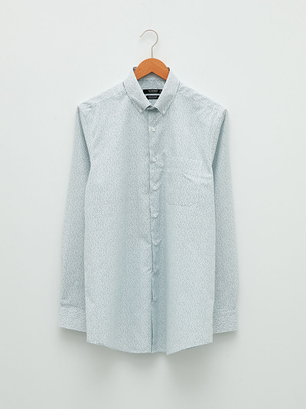 Regular Fit Long Sleeve Patterned Poplin Men's Shirt-5