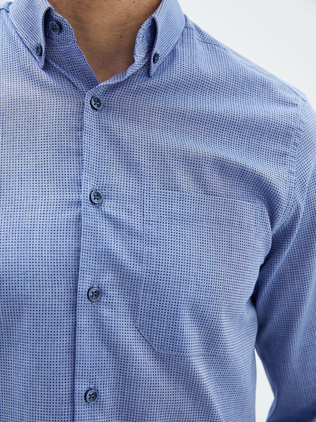 Lacivert Regular Fit Uzun Kollu Poplin Erkek Gömlek-3