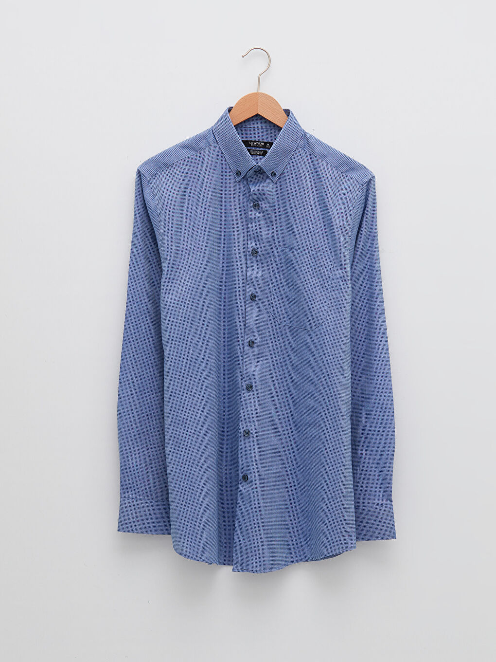 Lacivert Regular Fit Uzun Kollu Poplin Erkek Gömlek-5