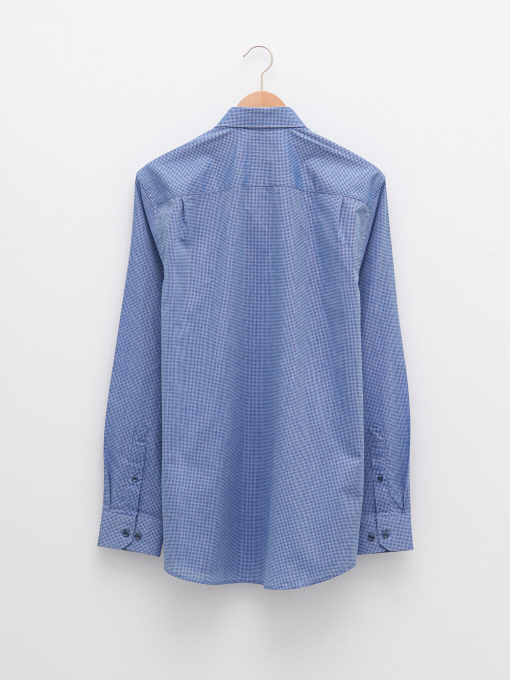 Lacivert Regular Fit Uzun Kollu Poplin Erkek Gömlek-6