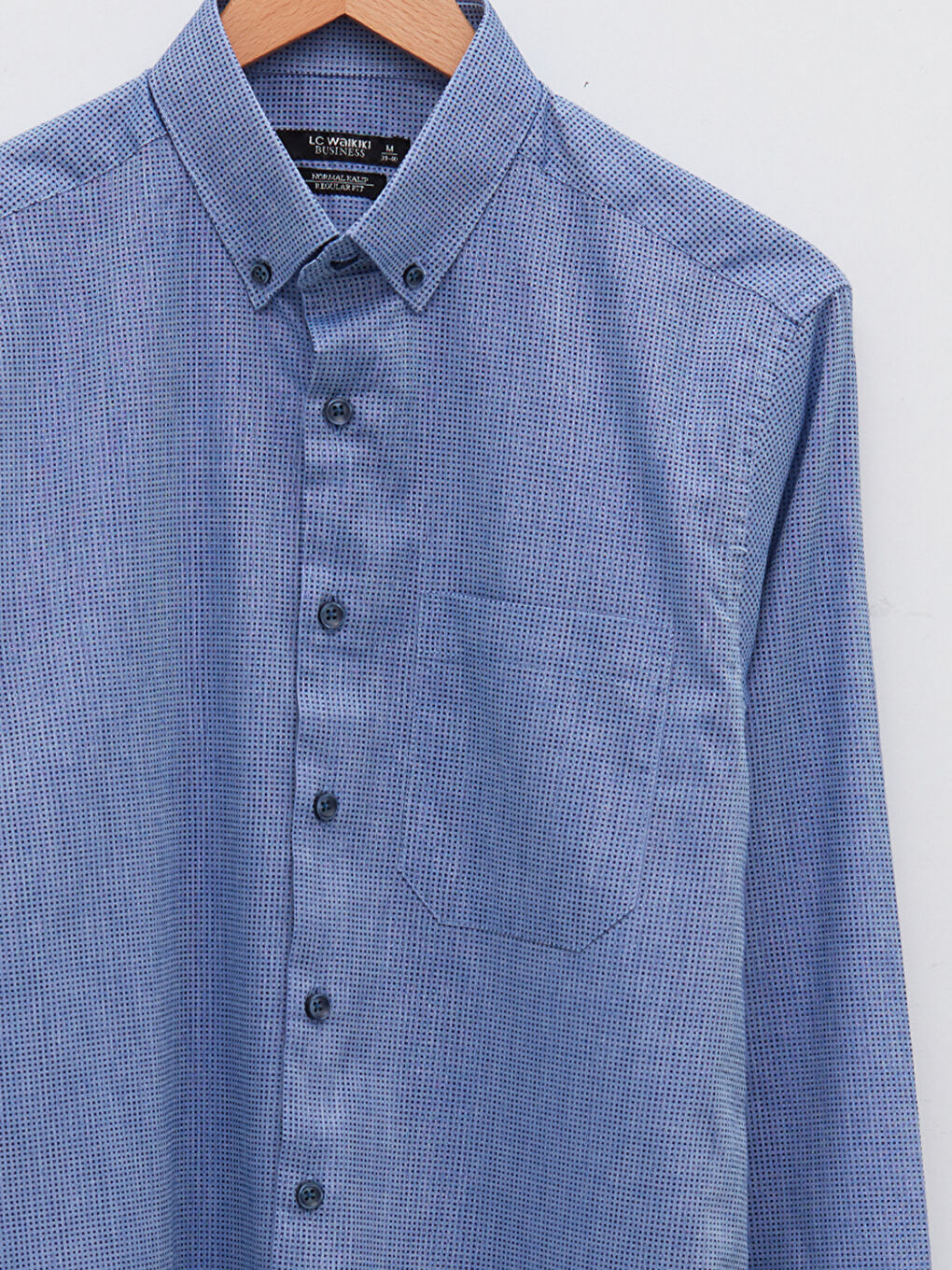 Lacivert Regular Fit Uzun Kollu Poplin Erkek Gömlek-7