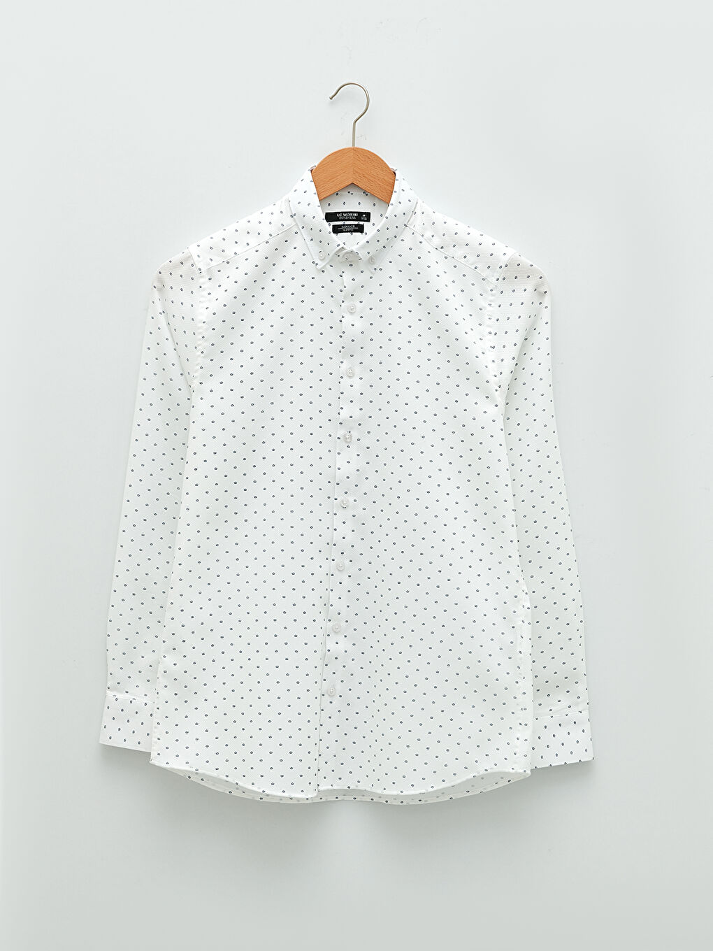 Beyaz Slim Fit Uzun Kollu Desenli Armürlü Erkek Gömlek-5