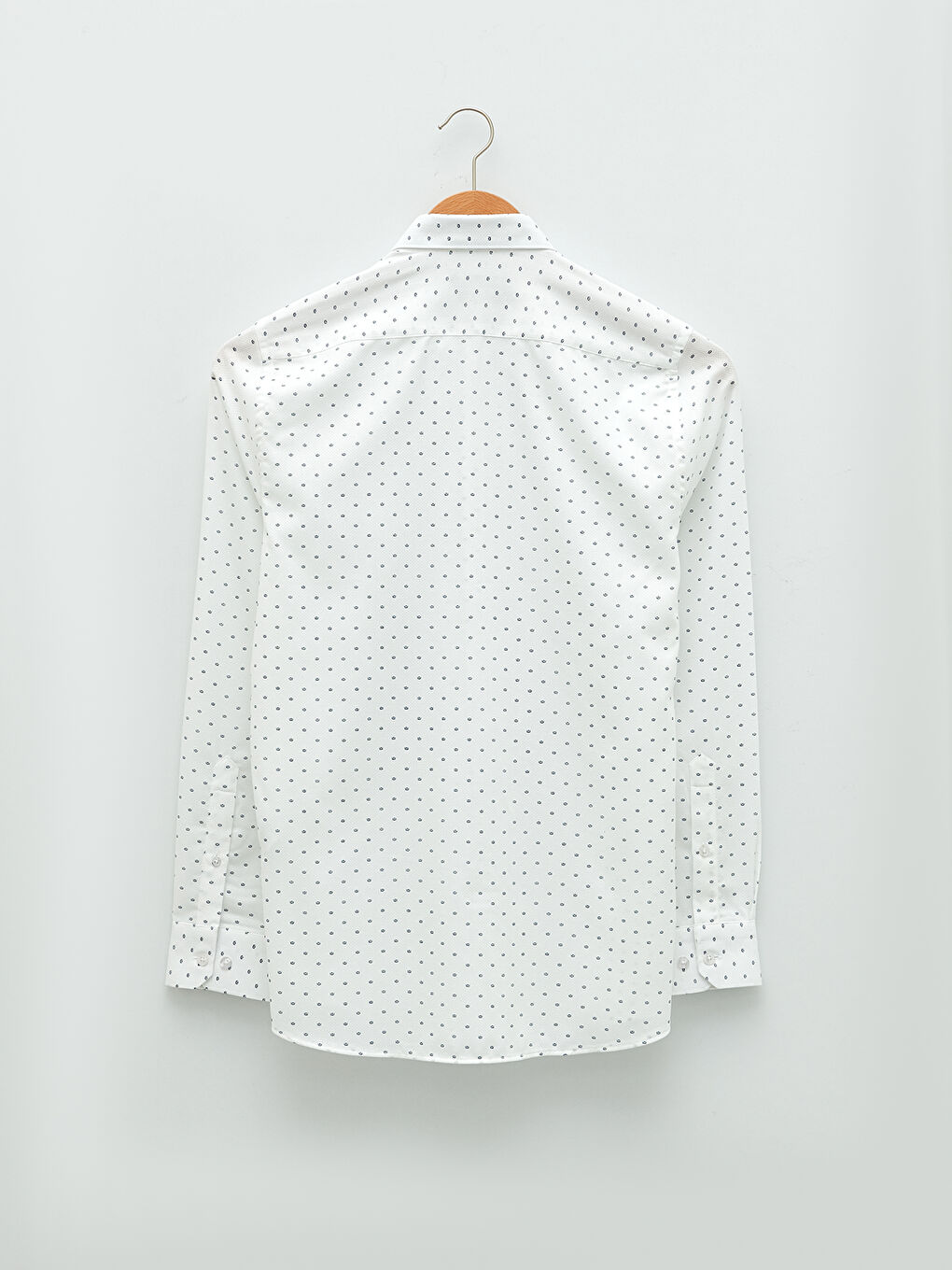 Beyaz Slim Fit Uzun Kollu Desenli Armürlü Erkek Gömlek-6