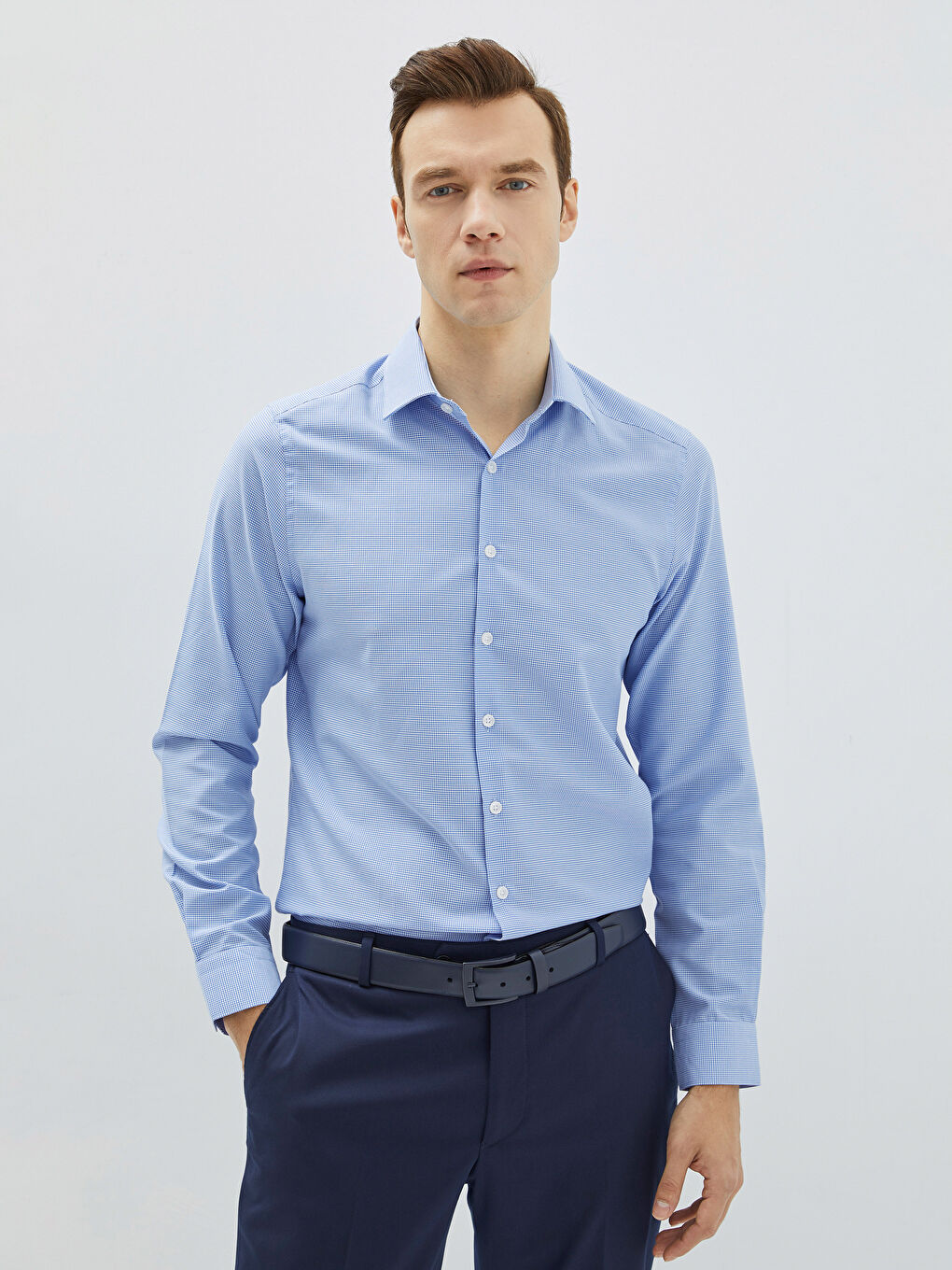 Mavi Slim Fit Uzun Kollu Gabardin Erkek Gömlek