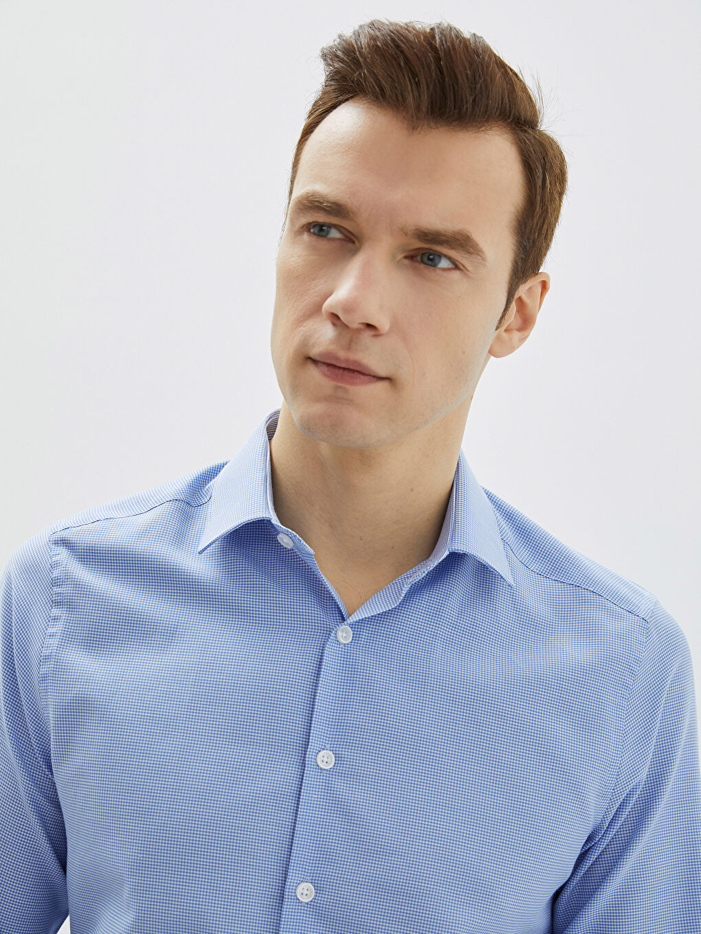 Mavi Slim Fit Uzun Kollu Gabardin Erkek Gömlek-2