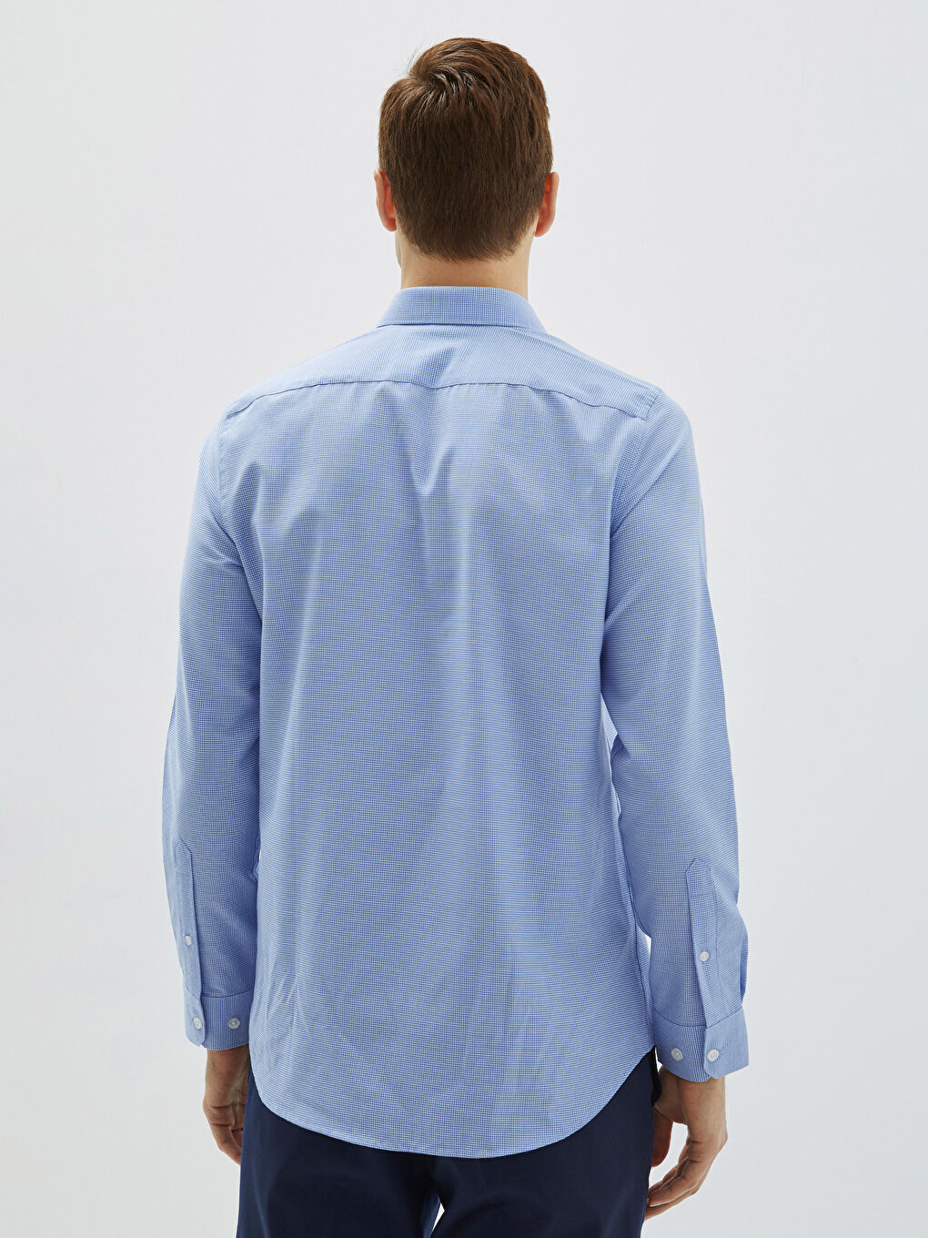 Mavi Slim Fit Uzun Kollu Gabardin Erkek Gömlek-4