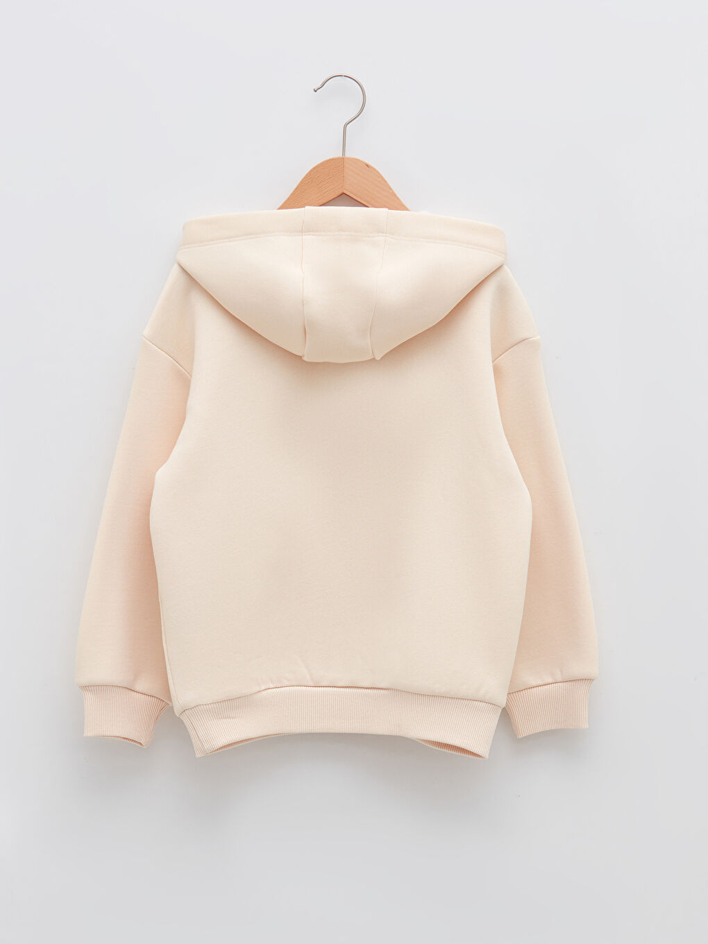 Bej Kapüşonlu Baskılı Uzun Kollu Kız Çocuk Sweatshirt-1