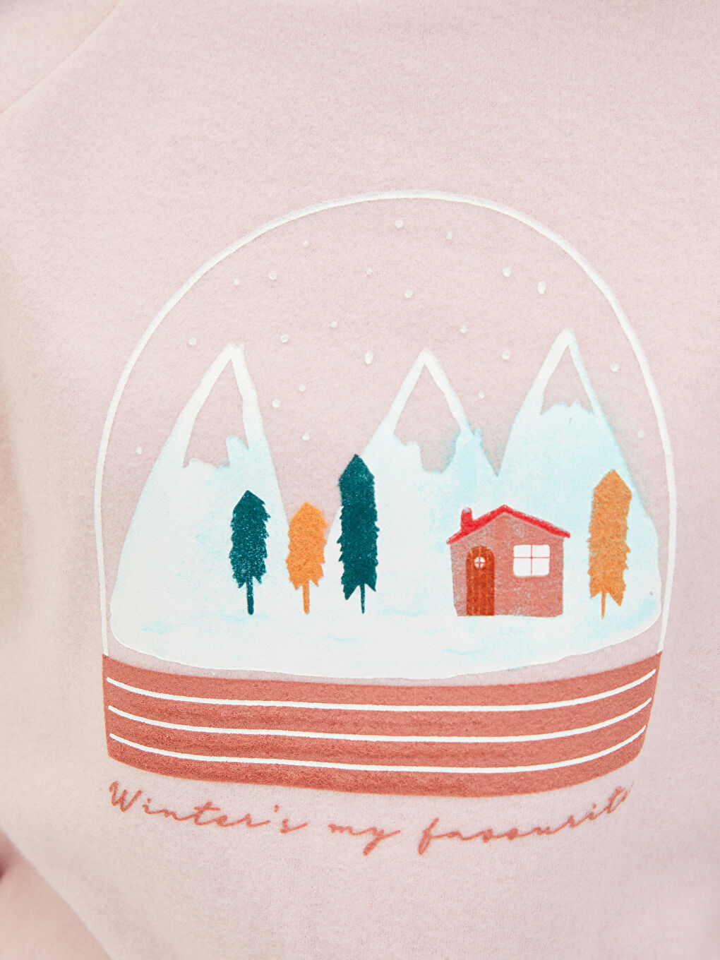 Crew Neck Printed Long Sleeve Fleece Women's Pajamas Set-3