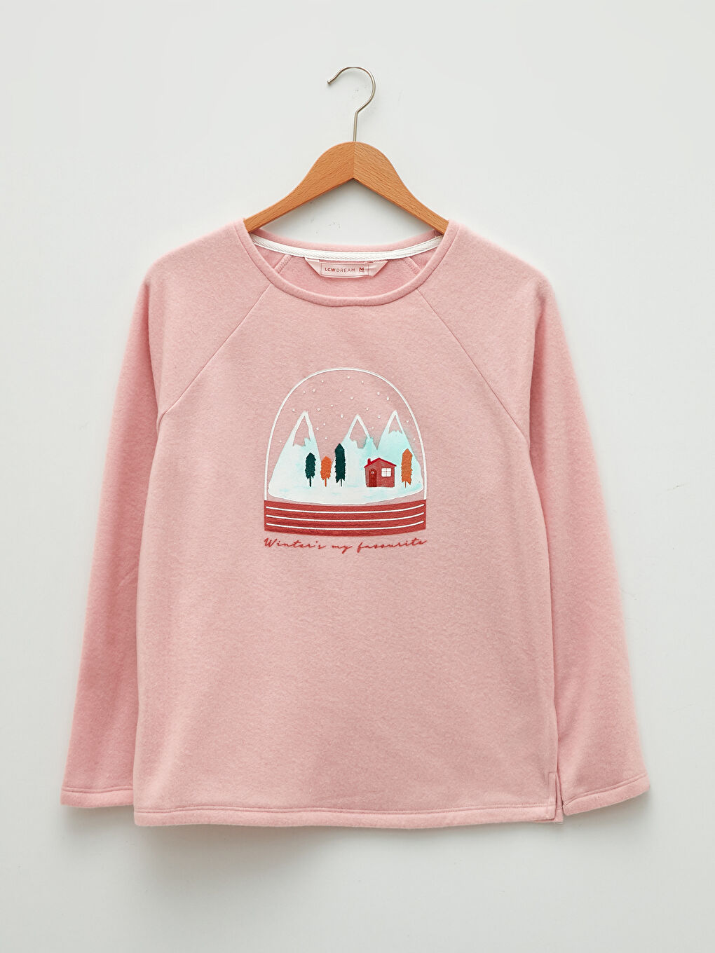 Crew Neck Printed Long Sleeve Fleece Women's Pajamas Set-6