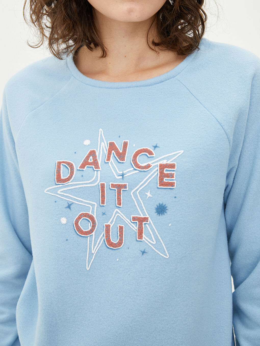 Crew Neck Printed Long Sleeve Fleece Women's Pajamas Set-2