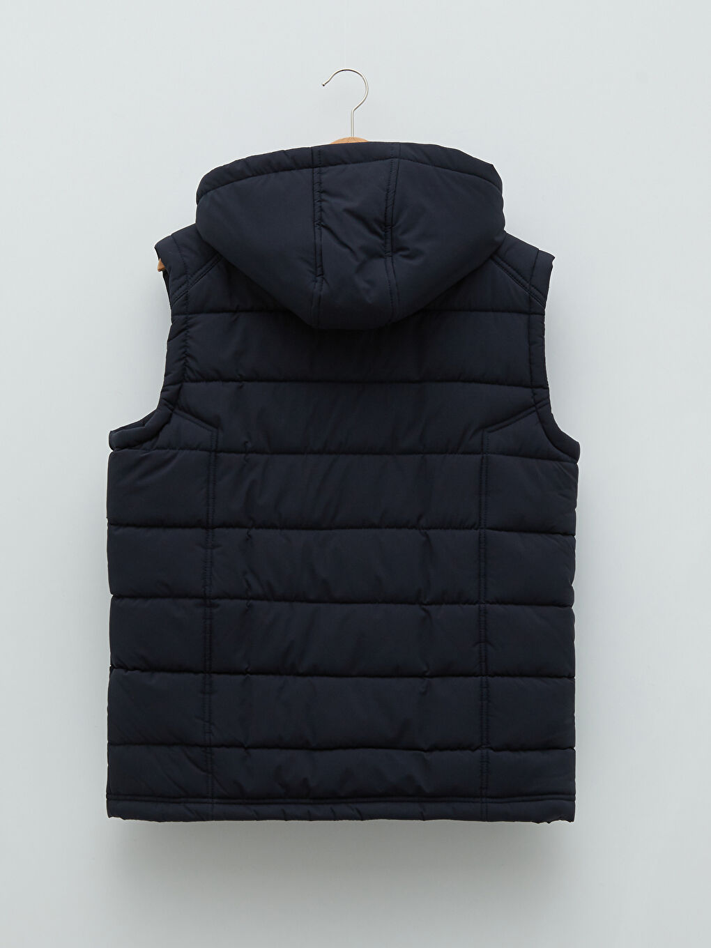 Lacivert Standart Kalıp Kapüşonlu Kalın Erkek Yelek-6